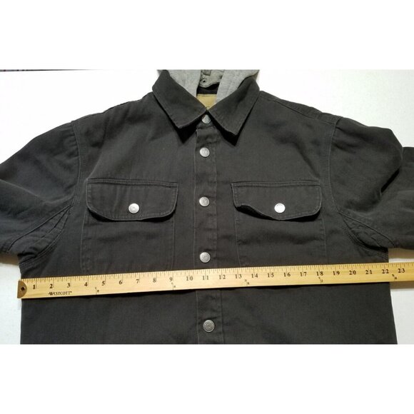 JACHS New York Snap Up Removable Hood Faux Fur Lined Black Canvas Jacket Men's M - Picture 7 of 14